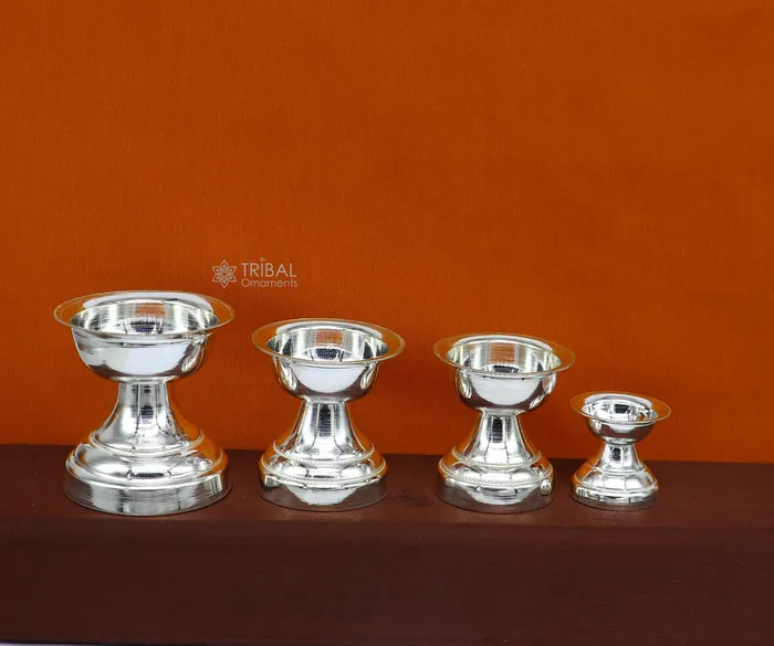 TRIBAL ORNAMENTS Rings 925 sterling silver handmade elegant oil lamp silver home temple utensils silver diya deepak silver deepam silver puja article su1191