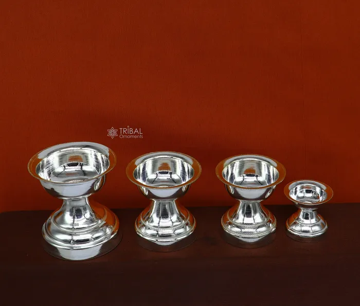 TRIBAL ORNAMENTS Rings 925 sterling silver handmade elegant oil lamp silver home temple utensils silver diya deepak silver deepam silver puja article su1191