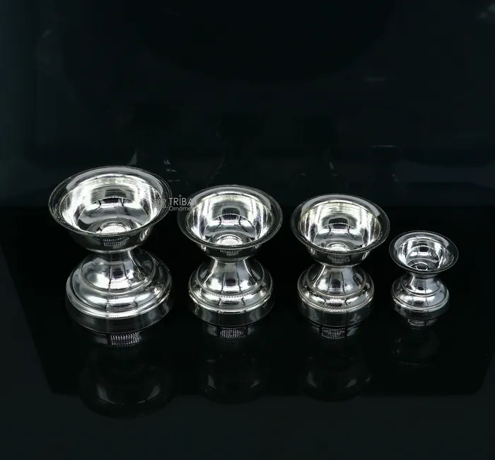 TRIBAL ORNAMENTS Rings 925 sterling silver handmade elegant oil lamp silver home temple utensils silver diya deepak silver deepam silver puja article su1191