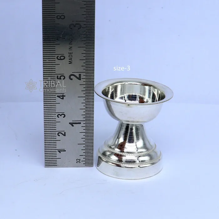 TRIBAL ORNAMENTS Rings 925 sterling silver handmade elegant oil lamp silver home temple utensils silver diya deepak silver deepam silver puja article su1191