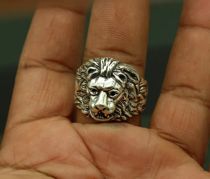 TRIBAL ORNAMENTS Rings 925 sterling silver handmade excellent lion face vintage antique stylish ring band unisex customized jewelry from Rajasthan india sr273 TRIBAL ORNAMENTS Rings 925 sterling silver handmade excellent lion face vintage antique stylish ring band unisex customized jewelry from Rajasthan india sr273