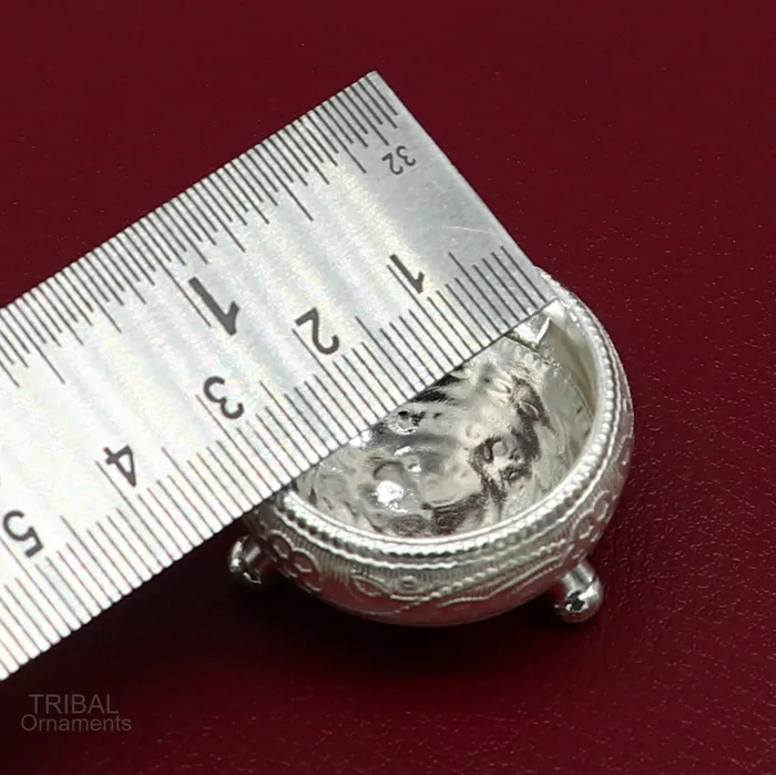 TRIBAL ORNAMENTS Rings 925 Sterling silver handmade fabulous trinket box solid kumkum box casket box sindoor box enamel work customized gifting box stb271