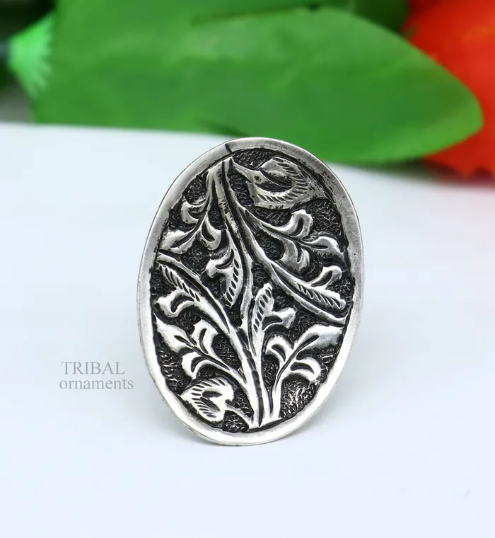 TRIBAL ORNAMENTS Rings 925 Sterling silver handmade gorgeous flower design chitai work adjustable rings band fabulous tribal temple ring band charm ring ring489 TRIBAL ORNAMENTS Rings 925 Sterling silver handmade gorgeous flower design chitai work adjustable rings band fabulous tribal temple ring band charm ring ring489