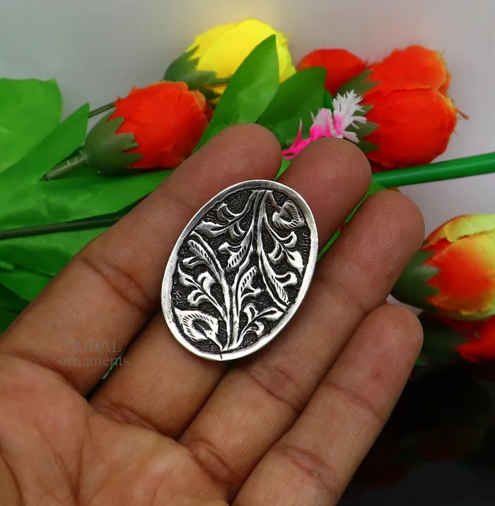 TRIBAL ORNAMENTS Rings 925 Sterling silver handmade gorgeous flower design chitai work adjustable rings band fabulous tribal temple ring band charm ring ring489