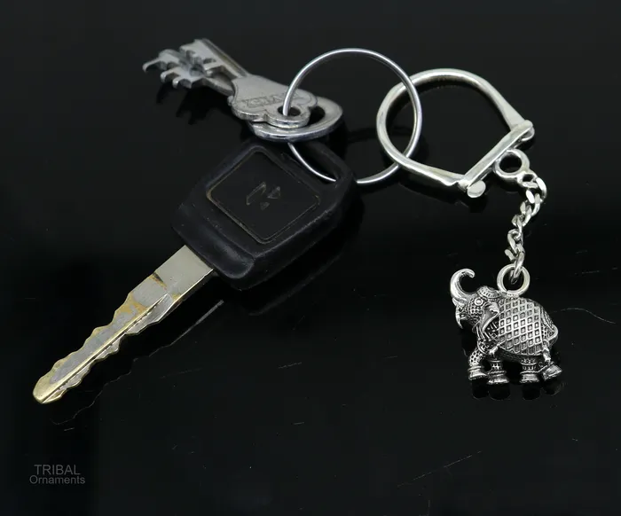 TRIBAL ORNAMENTS Rings 925 Sterling silver handmade unique vintage elephant design solid key chian stylish royal gifting silver accessories unisex gift kch10