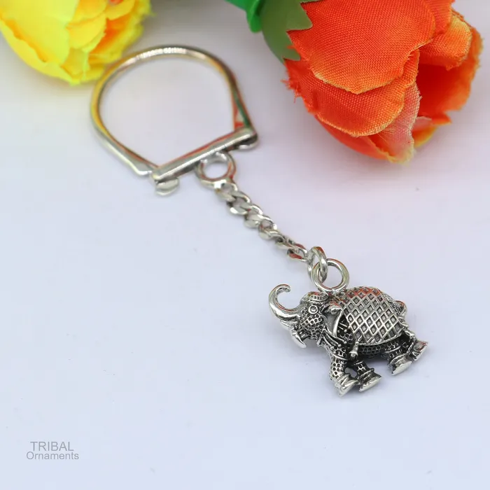 TRIBAL ORNAMENTS Rings 925 Sterling silver handmade unique vintage elephant design solid key chian stylish royal gifting silver accessories unisex gift kch10