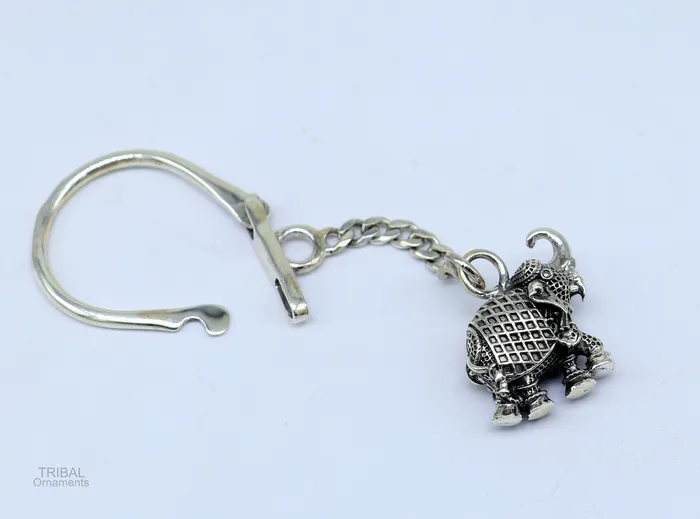 TRIBAL ORNAMENTS Rings 925 Sterling silver handmade unique vintage elephant design solid key chian stylish royal gifting silver accessories unisex gift kch10