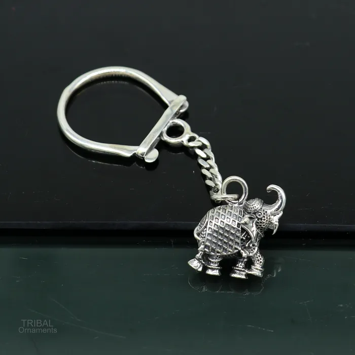 TRIBAL ORNAMENTS Rings 925 Sterling silver handmade unique vintage elephant design solid key chian stylish royal gifting silver accessories unisex gift kch10