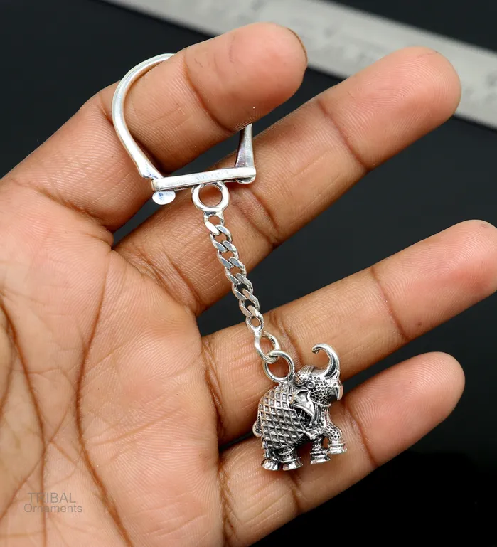 TRIBAL ORNAMENTS Rings 925 Sterling silver handmade unique vintage elephant design solid key chian stylish royal gifting silver accessories unisex gift kch10