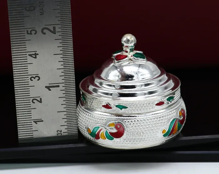 TRIBAL ORNAMENTS Rings 925 sterling silver unique antique design handmade brides eyes kajal box surma box kumkum sindur box small trinket box article stb351