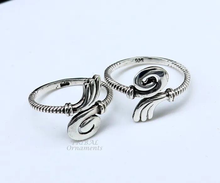 TRIBAL ORNAMENTS Rings 925 sterling silver uniquely handcrafted unique style antique look toe rings best brides wedding jewelry ethnic tribal jewelry ytr18