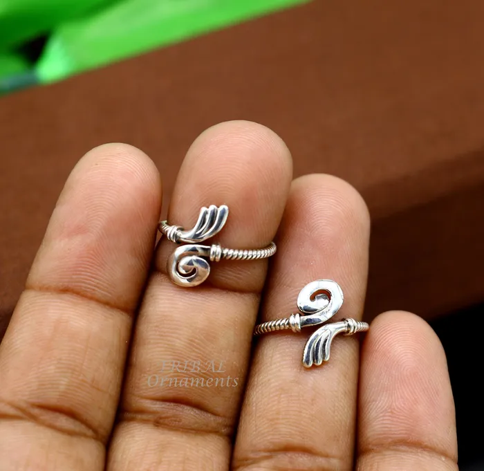 TRIBAL ORNAMENTS Rings 925 sterling silver uniquely handcrafted unique style antique look toe rings best brides wedding jewelry ethnic tribal jewelry ytr18