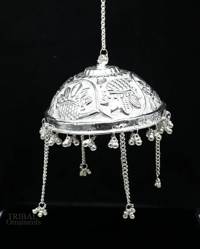 TRIBAL ORNAMENTS Rings Handmade Solid Silver nakshi work chattar or chhatra silver umbrella god temple art sterling silver article temple utensils su635 TRIBAL ORNAMENTS Rings Handmade Solid Silver nakshi work chattar or chhatra silver umbrella god temple art sterling silver article temple utensils su635