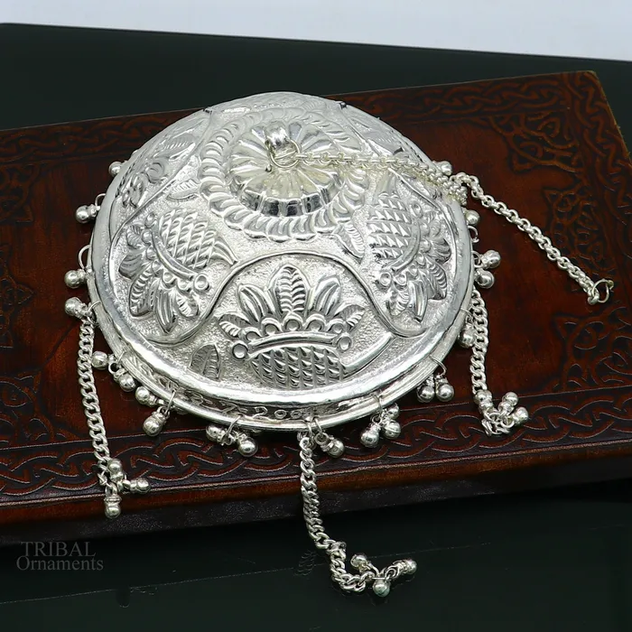 TRIBAL ORNAMENTS Rings Handmade Solid Silver nakshi work chattar or chhatra silver umbrella god temple art sterling silver article temple utensils su635