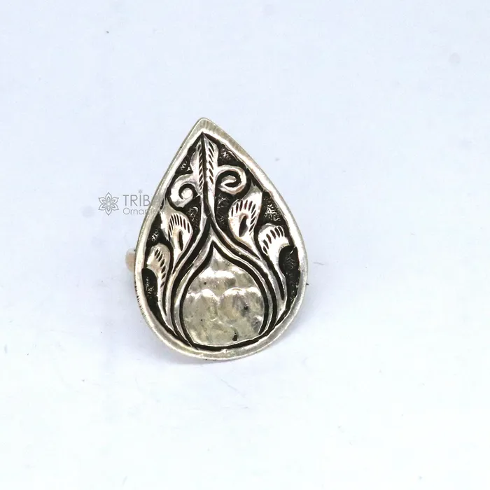 TRIBAL ORNAMENTS Rings Indian Classical cultural flower design 925 sterling silver adjustable ring best tribal ethnic jewelry Navratri jewelry sr389 TRIBAL ORNAMENTS Rings Indian Classical cultural flower design 925 sterling silver adjustable ring best tribal ethnic jewelry Navratri jewelry sr389