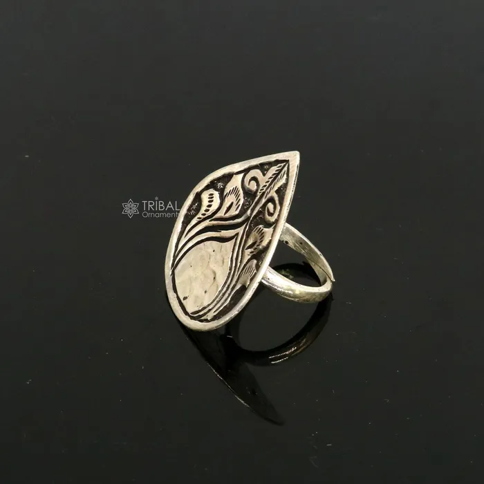 TRIBAL ORNAMENTS Rings Indian Classical cultural flower design 925 sterling silver adjustable ring best tribal ethnic jewelry Navratri jewelry sr389 TRIBAL ORNAMENTS Rings Indian Classical cultural flower design 925 sterling silver adjustable ring best tribal ethnic jewelry Navratri jewelry sr389
