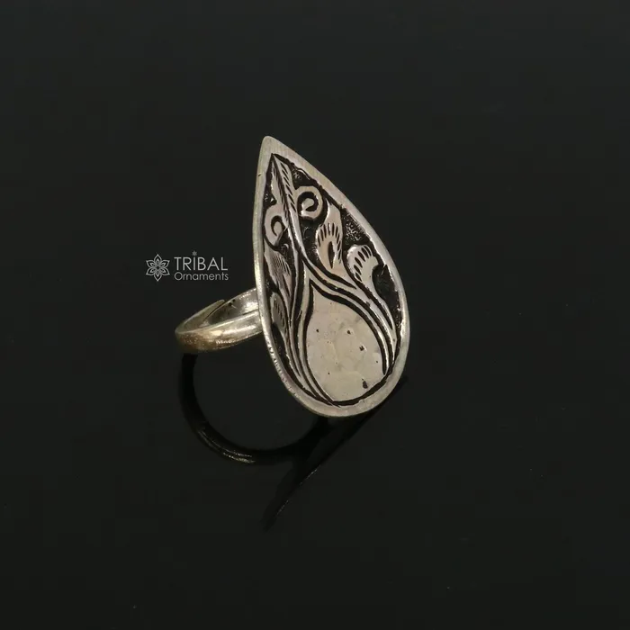 TRIBAL ORNAMENTS Rings Indian Classical cultural flower design 925 sterling silver adjustable ring best tribal ethnic jewelry Navratri jewelry sr389 TRIBAL ORNAMENTS Rings Indian Classical cultural flower design 925 sterling silver adjustable ring best tribal ethnic jewelry Navratri jewelry sr389
