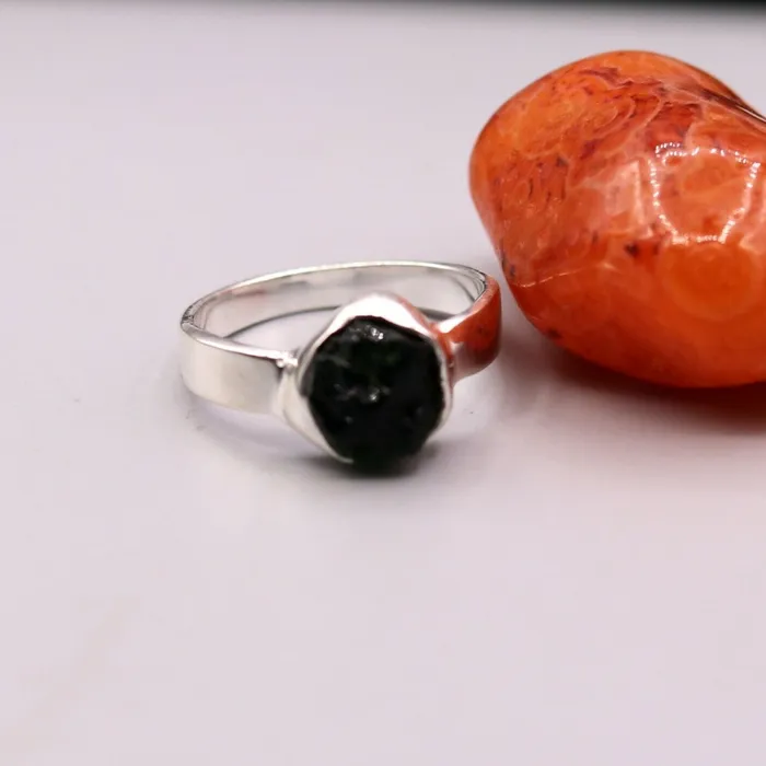 TRIBAL ORNAMENTS Rings Rough unshaped uncut stone solid 925 sterling silver indian ring band gift jewelry sr159