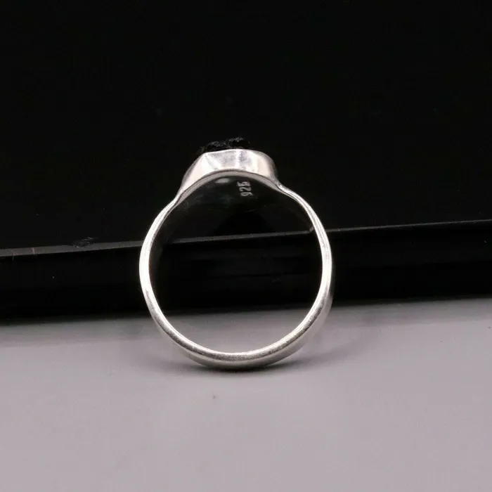 TRIBAL ORNAMENTS Rings Rough unshaped uncut stone solid 925 sterling silver indian ring band gift jewelry sr159