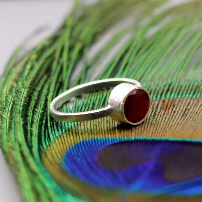 TRIBAL ORNAMENTS Rings Simulated ruby stone 925 silver ring band engagement anniversary gifting sr149 TRIBAL ORNAMENTS Rings Simulated ruby stone 925 silver ring band engagement anniversary gifting sr149