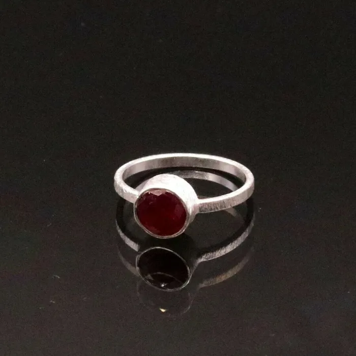 TRIBAL ORNAMENTS Rings Simulated ruby stone 925 silver ring band engagement anniversary gifting sr149
