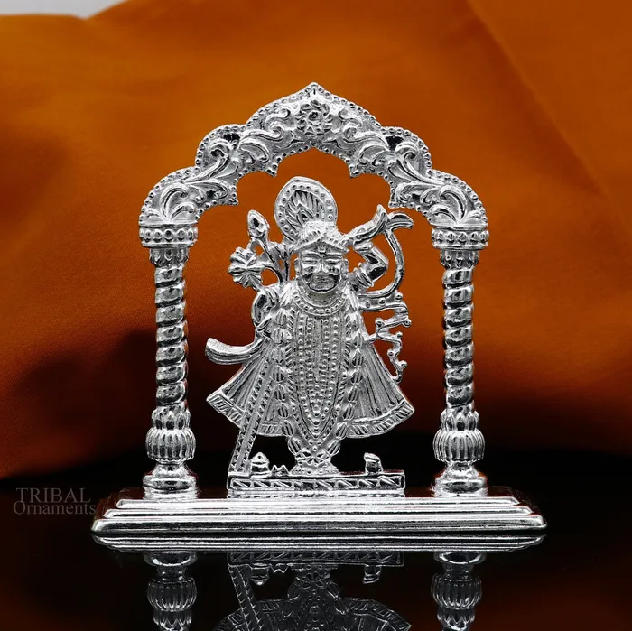 TRIBAL ORNAMENTS Sterling silver handmade design Indian Idols Lord krishna Shrinathji statue figurine puja articles decorative gift diwali puja art448 Necklaces TRIBAL ORNAMENTS Sterling silver handmade design Indian Idols Lord krishna Shrinathji statue figurine puja articles decorative gift diwali puja art448 Necklaces