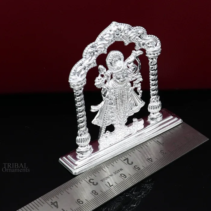 TRIBAL ORNAMENTS Sterling silver handmade design Indian Idols Lord krishna Shrinathji statue figurine puja articles decorative gift diwali puja art448 Necklaces