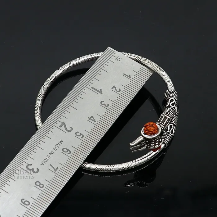 TRIBALORNAMENT Bracelets 925 sterling silver Lord shiva trident trishool kada bangle bracelet with fabulous natural rudraksha antique jewelry nssk673