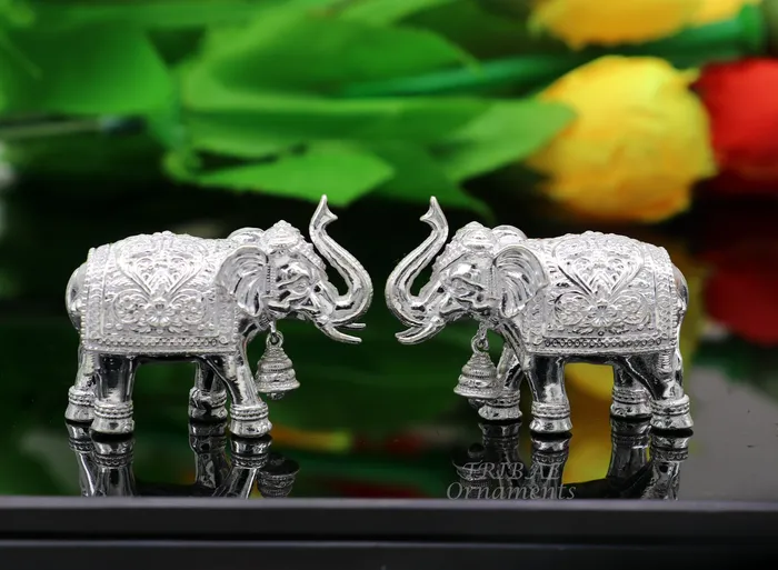 TRIBALORNAMENT Necklaces Pure 925 Sterling silver Kandrai work Nakshi design customized Elephant statue puja article figurine home dcorDiwali puja gift art568 TRIBALORNAMENT Necklaces Pure 925 Sterling silver Kandrai work Nakshi design customized Elephant statue puja article figurine home dcorDiwali puja gift art568