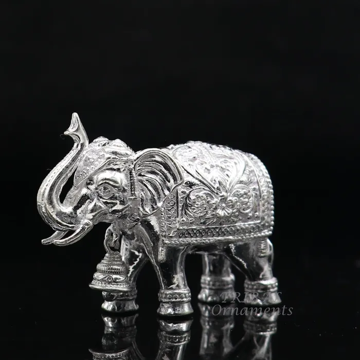 TRIBALORNAMENT Necklaces Pure 925 Sterling silver Kandrai work Nakshi design customized Elephant statue puja article figurine home dcorDiwali puja gift art568 TRIBALORNAMENT Necklaces Pure 925 Sterling silver Kandrai work Nakshi design customized Elephant statue puja article figurine home dcorDiwali puja gift art568