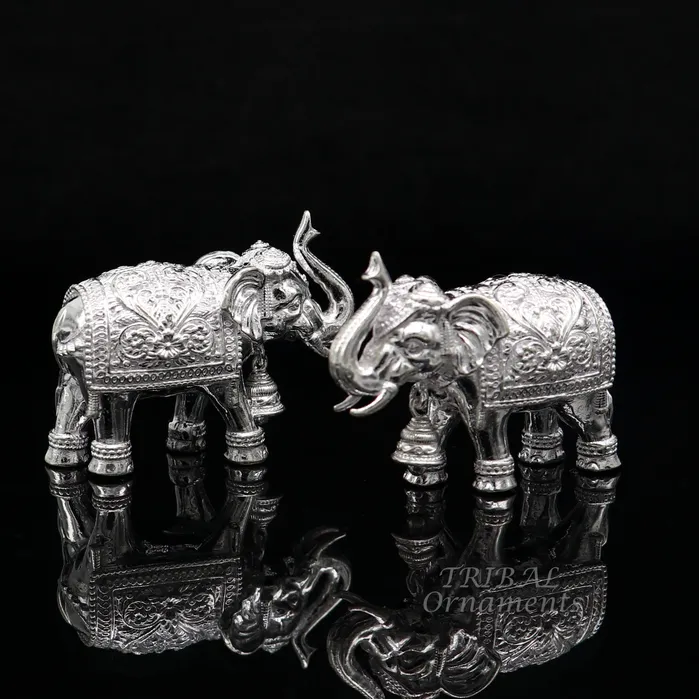 TRIBALORNAMENT Necklaces Pure 925 Sterling silver Kandrai work Nakshi design customized Elephant statue puja article figurine home dcorDiwali puja gift art568 TRIBALORNAMENT Necklaces Pure 925 Sterling silver Kandrai work Nakshi design customized Elephant statue puja article figurine home dcorDiwali puja gift art568