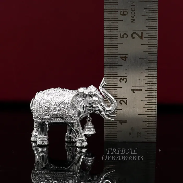 TRIBALORNAMENT Necklaces Pure 925 Sterling silver Kandrai work Nakshi design customized Elephant statue puja article figurine home dcorDiwali puja gift art568 TRIBALORNAMENT Necklaces Pure 925 Sterling silver Kandrai work Nakshi design customized Elephant statue puja article figurine home dcorDiwali puja gift art568