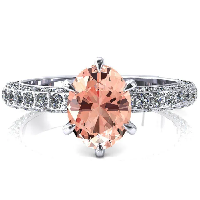 Vanessa Oval Champagne Sapphire 6 Claw Prongs 34 Pav Eternity Engagement Ring Fire Brilliance Rings Vanessa Oval Champagne Sapphire 6 Claw Prongs 34 Pav Eternity Engagement Ring Fire Brilliance Rings