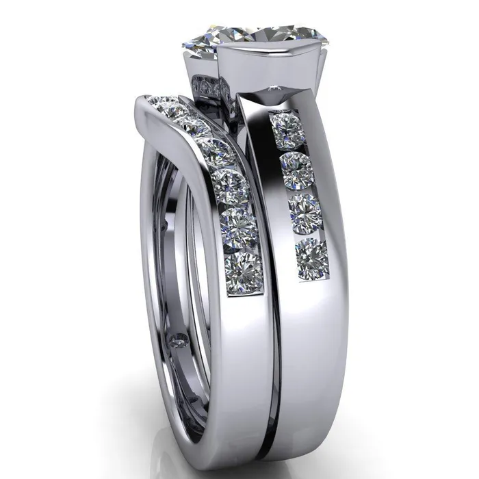 Vixxen Oval Center Stone Diamond Channel Ring Fire Brilliance Rings