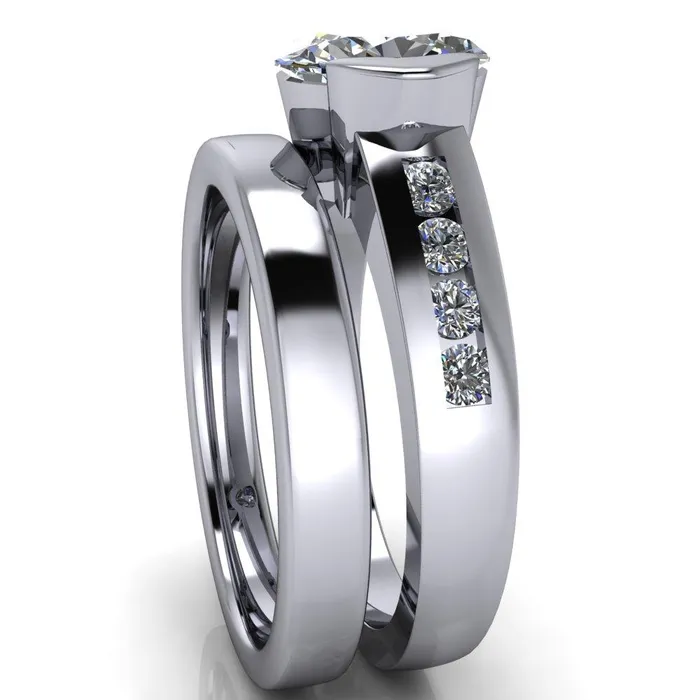 Vixxen Oval Center Stone Diamond Channel Ring Fire Brilliance Rings