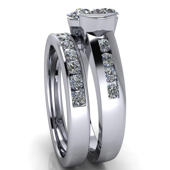 Vixxen Oval Center Stone Diamond Channel Ring Fire Brilliance Rings