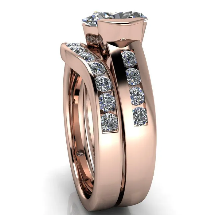 Vixxen Oval Center Stone Diamond Channel Ring Fire Brilliance Rings