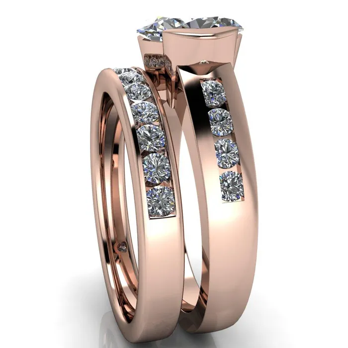 Vixxen Oval Center Stone Diamond Channel Ring Fire Brilliance Rings