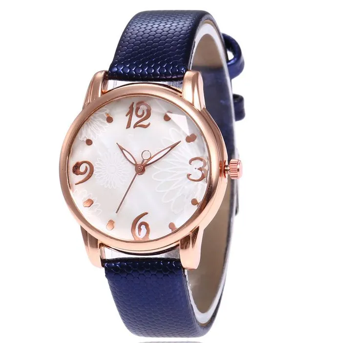 W485 Rose Gold Blue Blossom Collection Quartz Watch 01 Earrings