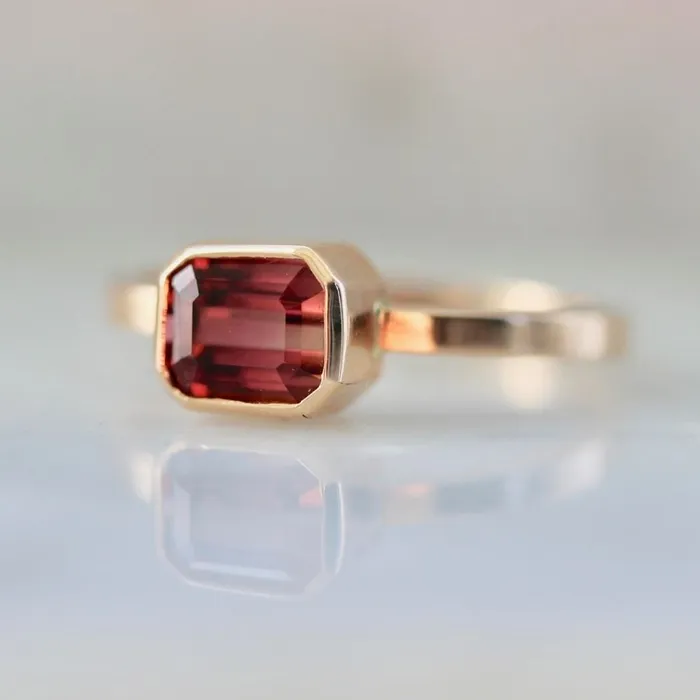 Watermelon Crush Emerald Cut Tourmaline Ring Ellie Air Rings
