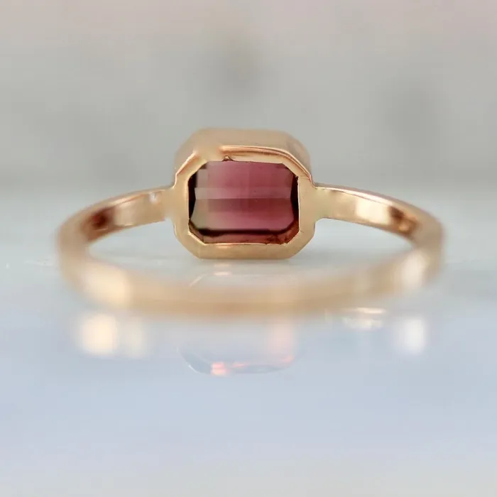 Watermelon Crush Emerald Cut Tourmaline Ring Ellie Air Rings