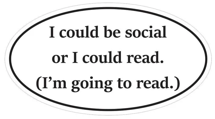 Winter Park Products Necklaces STD7200 I Could Be Social But Im Reading Oval Bumper Sticker