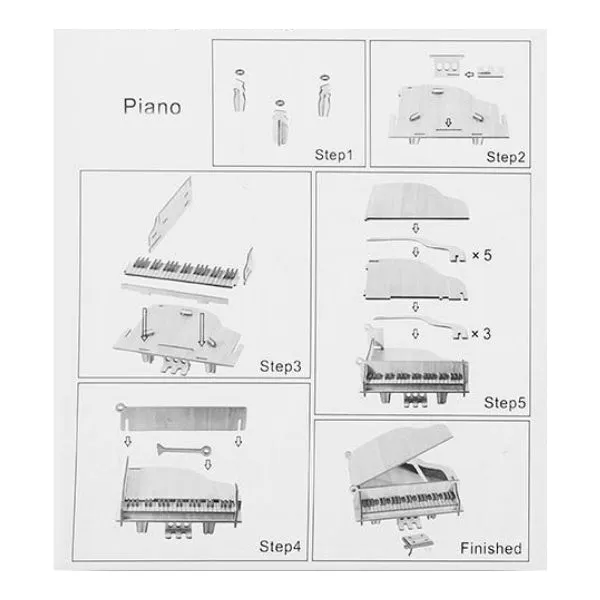 Wooden Piano 3D Puzzle uplinkbabys Store Earrings