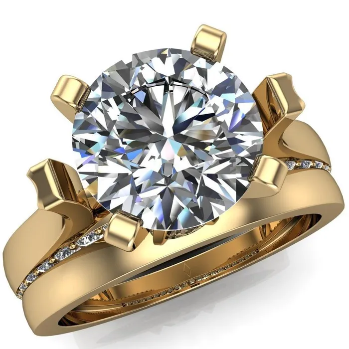 Yvonne Round Center Stone 4 Prong Single Front Side Diamonds Cathedral Engagement Ring Fire Brilliance Rings Yvonne Round Center Stone 4 Prong Single Front Side Diamonds Cathedral Engagement Ring Fire Brilliance Rings